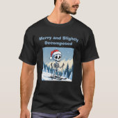 Spooky Christmas Skeleton on Skis T-shirt (Voorkant)