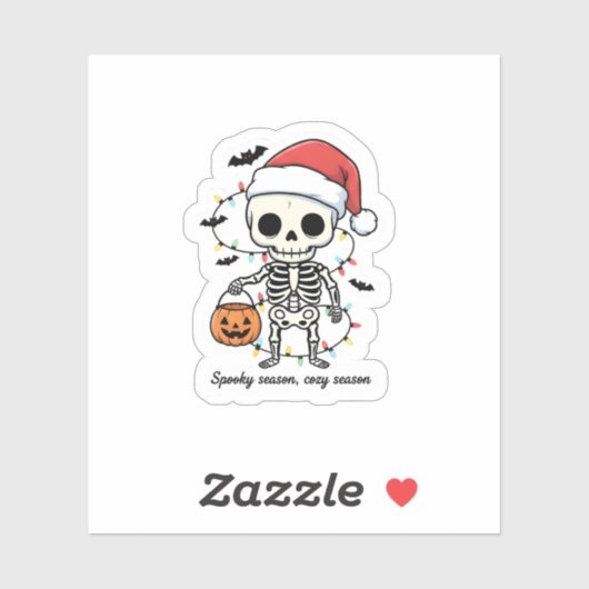Spooky Christmas Skeleton Sticker – Funny Holiday (Vel)