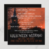 Spooky Church Halloween Wedding Invitation Kaart (Voorkant / Achterkant)