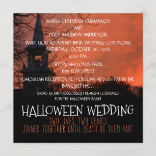 Spooky Church Halloween Wedding Invitation Kaart