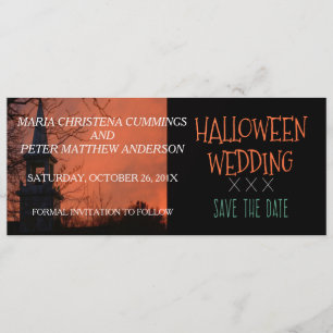 Spooky Church Halloween Wedding Save the Date Card