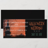 Spooky Church Halloween Wedding Save the Date Card (Voorkant / Achterkant)