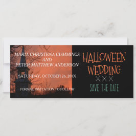 Spooky Church Halloween Wedding Save the Date Card