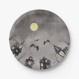 Spooky City waterverf Halloween Paper Bord