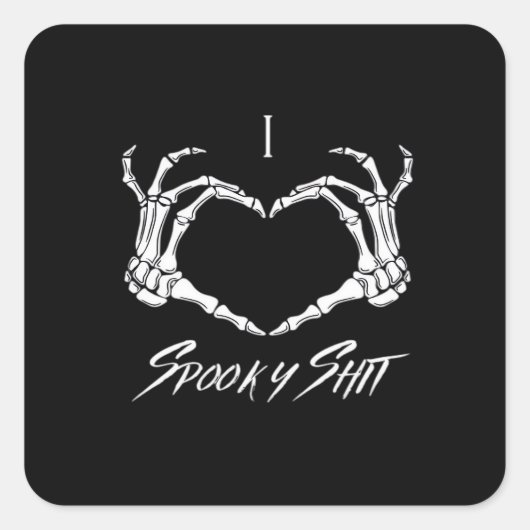 Spooky Classic - Skeleton Hands Heart Vierkante Sticker (Voorkant)