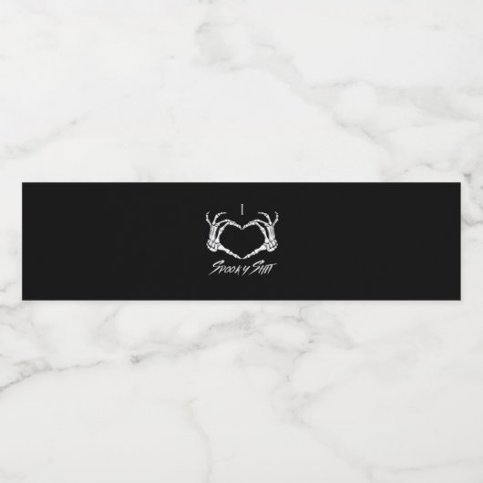 Spooky Classic - Skeleton Hands Heart Waterfles Etiket (Enkel label)