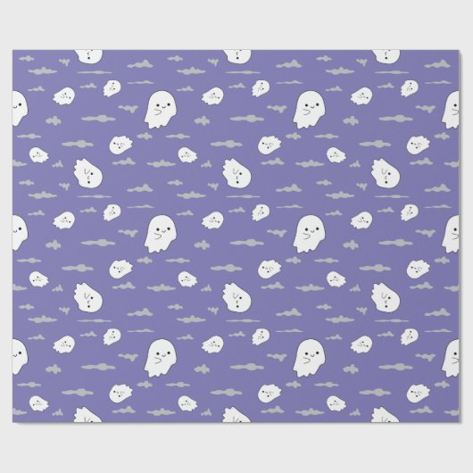 Spooky Clouds and Ghosts Paarse inpakpapier (Vlak)