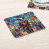 Spooky Clown bij Carnival Comic Style Kartonnen Onderzetters (Schuin)