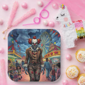 Spooky Clown bij Carnival Comic Style Papieren Bordje (Feest)