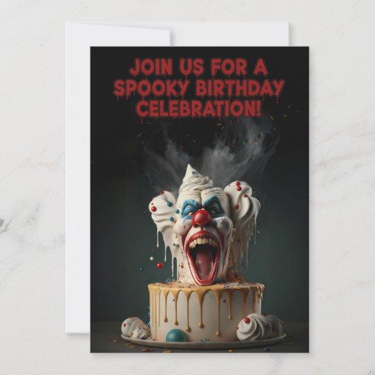 Spooky Clown Birthday Invitation Card Kaart (Voorkant)
