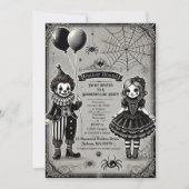 Spooky Clown & Doll Halloween Kaart (Voorkant)