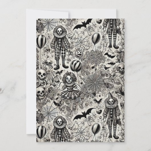 Spooky Clown & Doll Halloween Kaart (Achterkant)