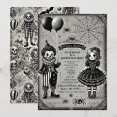 Spooky Clown & Doll Halloween Kaart (Voorkant / Achterkant)