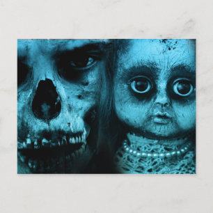 Spooky Clown en Doll Briefkaart