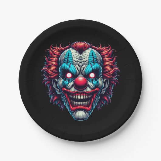 Spooky Clown Gezicht Halloween Party Papieren Bordje (Voorkant)