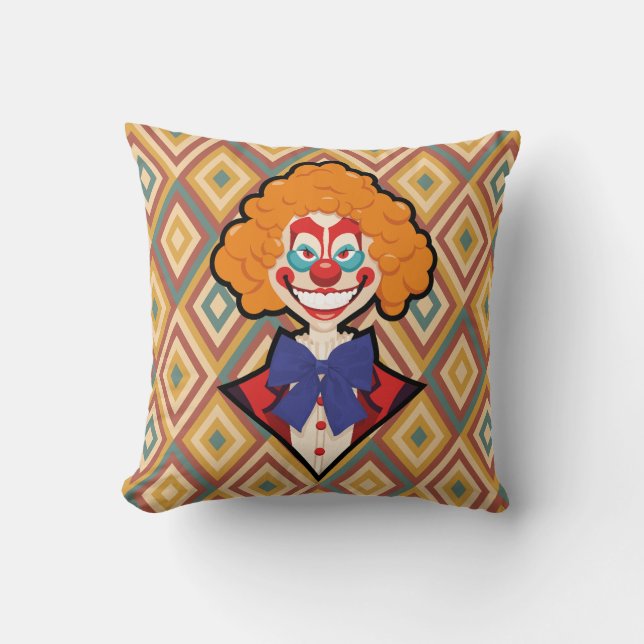 Spooky Clown Retro Halloween Creepy Carnaval Kussen (Voorkant)