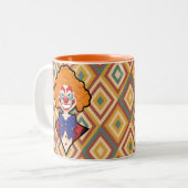 Spooky Clown Retro Halloween Creepy Circus Fun Tweekleurige Koffiemok (Voorkant links)