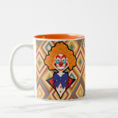Spooky Clown Retro Halloween Creepy Circus Fun Tweekleurige Koffiemok (Links)