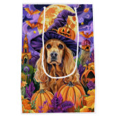Spooky Cocker Spaniel Hond Halloween Heksenpompoen Medium Cadeauzakje (Achterkant)