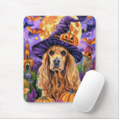 Spooky Cocker Spaniel Hond Halloween Heksenpompoen Muismat (Met muis)