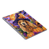 Spooky Cocker Spaniel Hond Halloween Heksenpompoen Notitieboek (Rechterzijde)