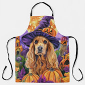 Spooky Cocker Spaniel Hond Halloween Heksenpompoen Schort (Voorkant)