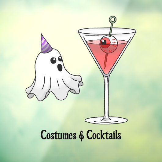 Spooky cocktail en Schattigee feestgeest Raamsticker (Vel 3)