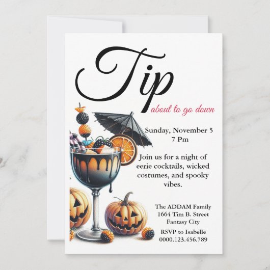 Spooky Cocktails & Costumes Bash Invitation Kaart (Voorkant)
