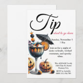 Spooky Cocktails & Costumes Bash Invitation Kaart (Voorkant / Achterkant)