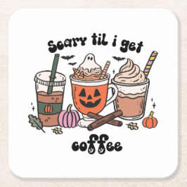 Spooky Coffee Halloween - Scary 'Til I Get Coffee Kartonnen Onderzetters