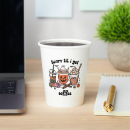 Spooky Coffee Halloween - Scary 'Til I Get Coffee Papieren Bekers