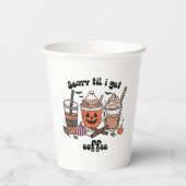 Spooky Coffee Halloween - Scary 'Til I Get Coffee Papieren Bekers (Achterkant)