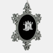 Spooky Coffee Sipping Pumpkin Holding Tin Sneeuwvlok Ornament (Links)