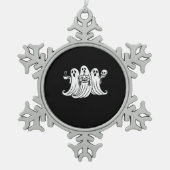 Spooky Coffee Sipping Pumpkin Holding Tin Sneeuwvlok Ornament (Voorkant)