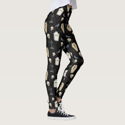 Spooky Coffin en Raven Halloween Leggings (Rechts)