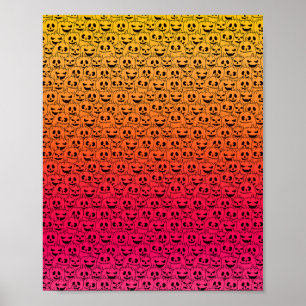 Spooky Colorful Pumpkins - Halloween Pattern Poster