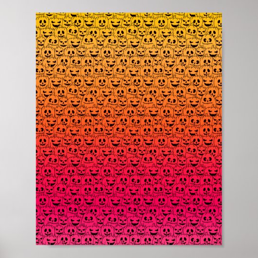 Spooky Colorful Pumpkins - Halloween Pattern Poster (Voorkant)