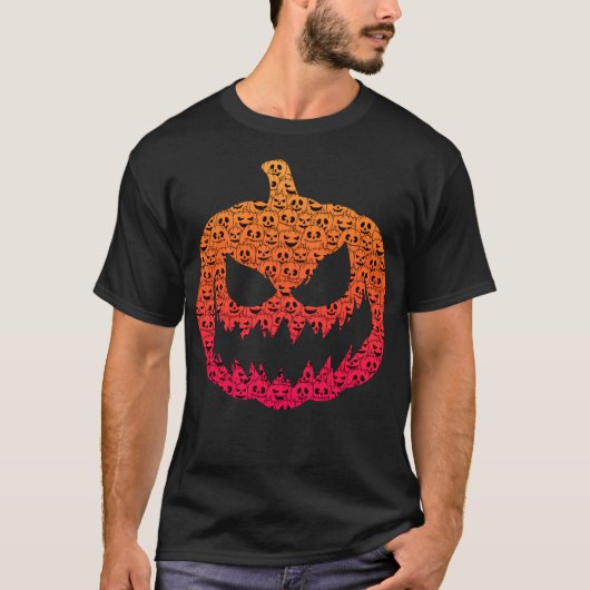 Spooky Colorful Pumpkins - Halloween Pattern T-shirt (Voorkant)