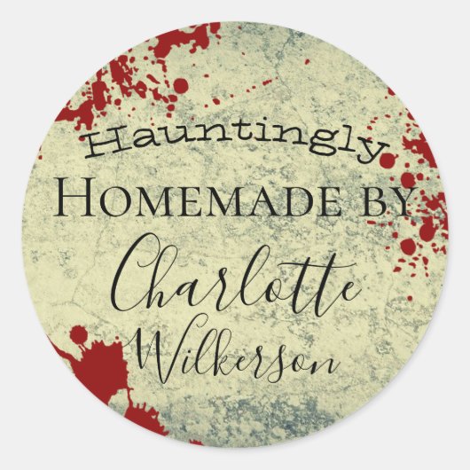 Spooky Concrete and Blood Splatter Halloween Ronde Sticker (Voorkant)