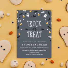 Spooky Confetti Cute Halloween Party Invitations Kaart