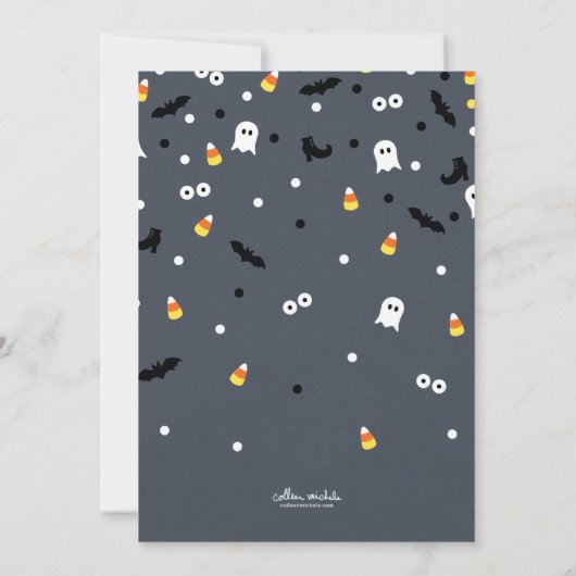 Spooky Confetti Cute Halloween Party Invitations Kaart (Achterkant)