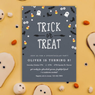 Spooky Confetti Halloween Birthday Invitations Kaart