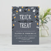 Spooky Confetti Halloween Birthday Invitations Kaart (Staand voorkant)