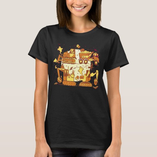Spooky Construction Trucks Halloween Pumpkin Boys T-shirt (Voorkant)