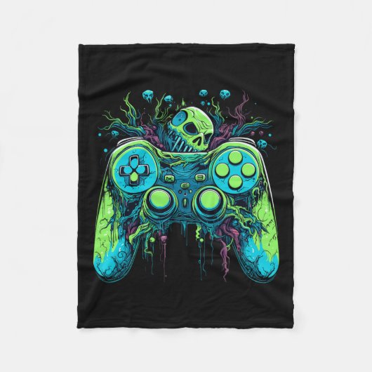 Spooky Cool Gaming Controller Videogame 1 Fleece Deken (Voorkant)