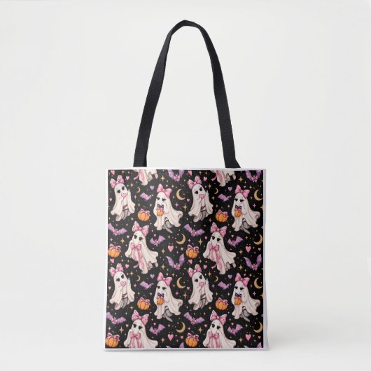 Spooky Coquette Ghost Halloween Tote Bag (Voorkant)