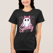 Spooky Coquette Ghost Tri-Blend Shirt (Voorkant)