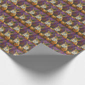 Spooky Corgi Dog Halloween Witch Pumpkin Cadeaupapier (Hoek)