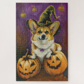 Spooky Corgi Dog Halloween Witch Pumpkin Legpuzzel (Verticaal)