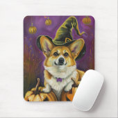 Spooky Corgi Dog Halloween Witch Pumpkin Muismat (Met muis)